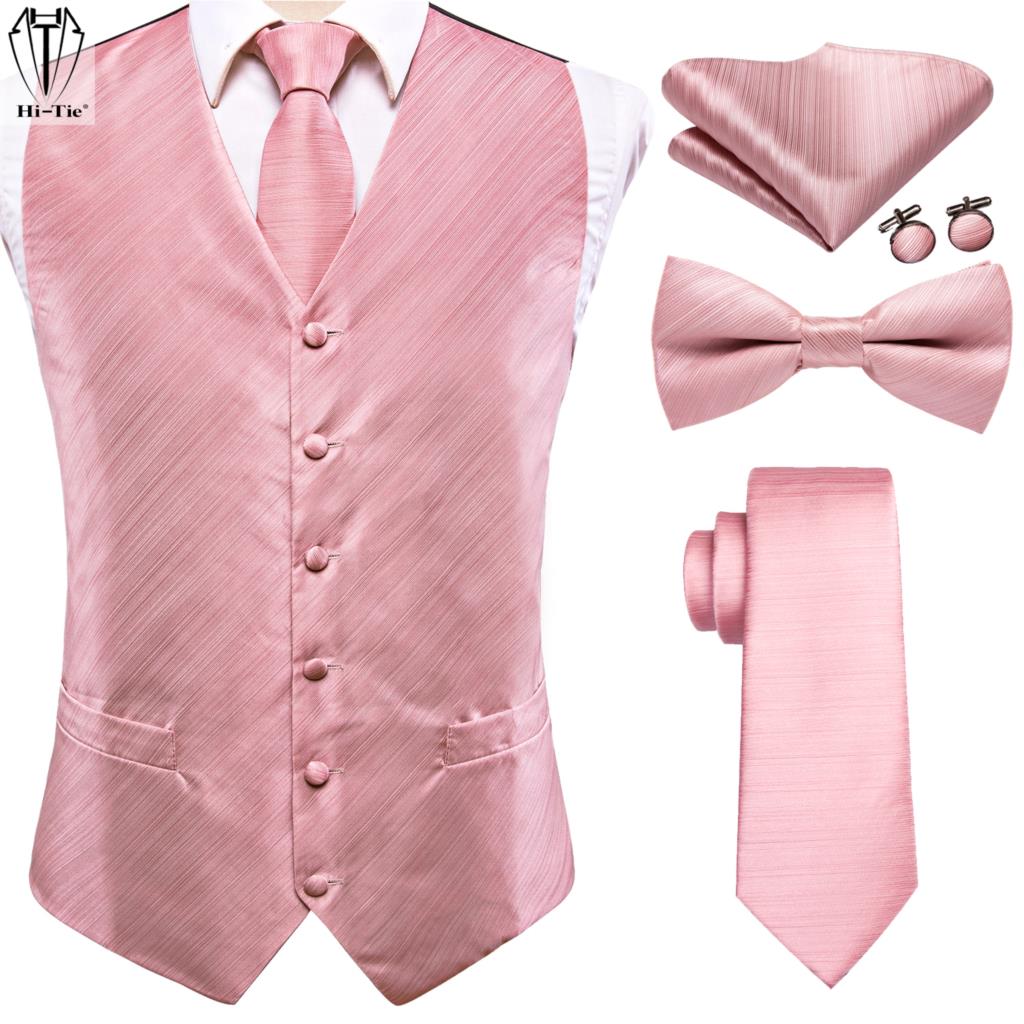 Silk Tie Striped - Hi-Tie Luxury Silk Mens Vests Rose