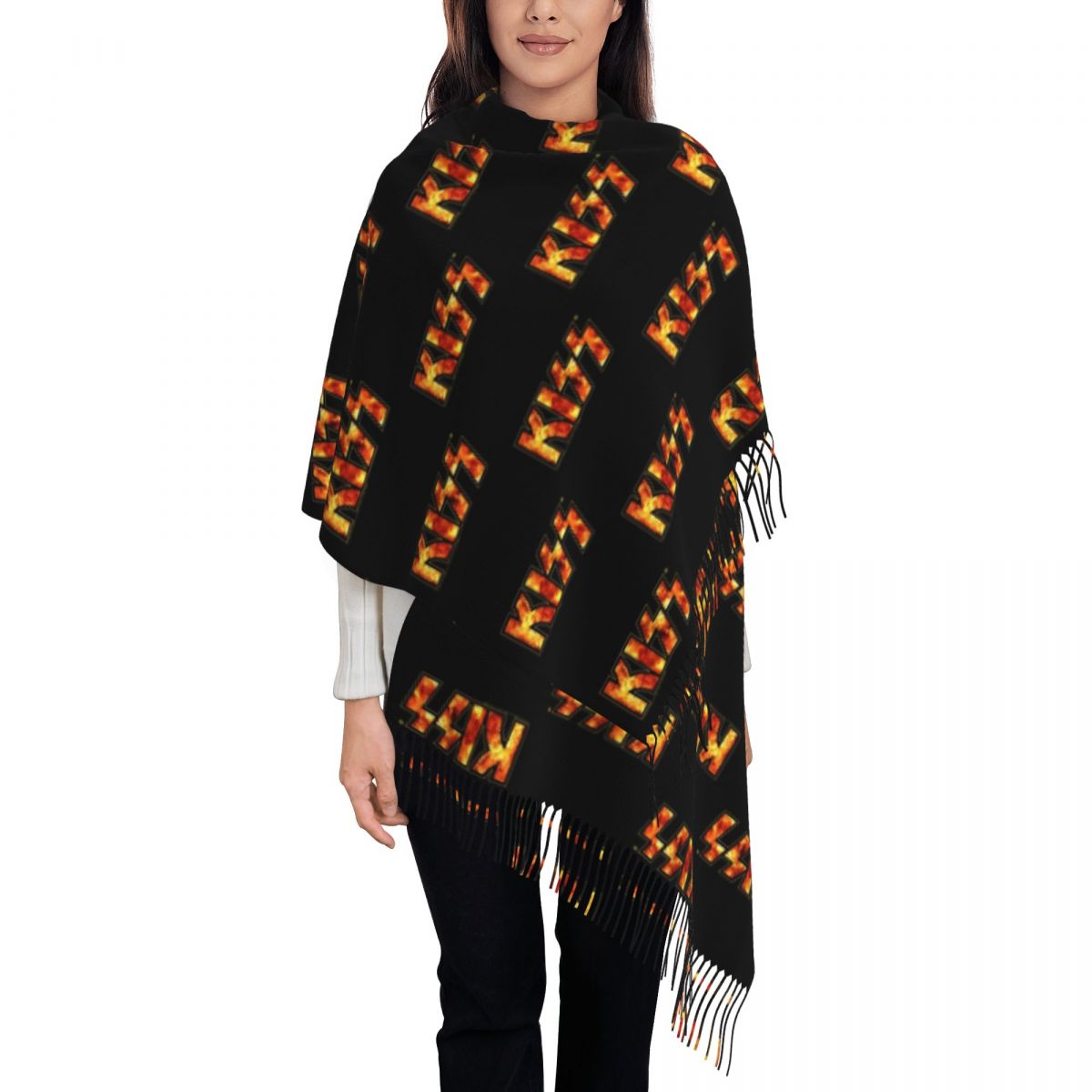 Pashmina Wrap Large - Kiss Band Fire Logo Shawl Wrap