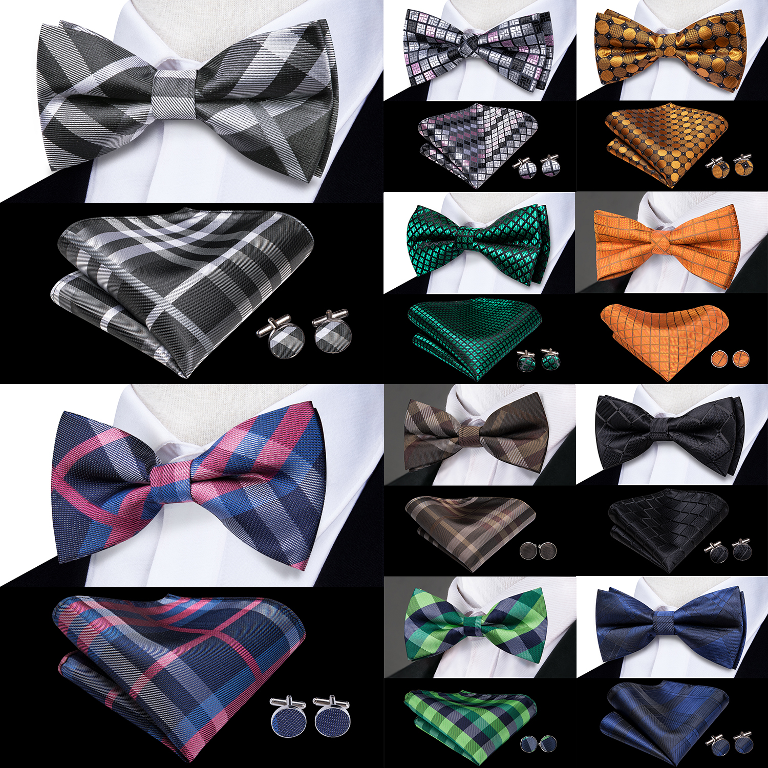 Hi-Tie Grey Plaid Jacquard Pre – Bow Tie Pre Tied Bewertung und Preis
