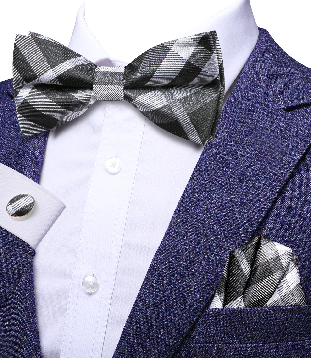 Hi-Tie Grey Plaid Jacquard Pre – Bow Tie Pre Tied Bewertung und Preis