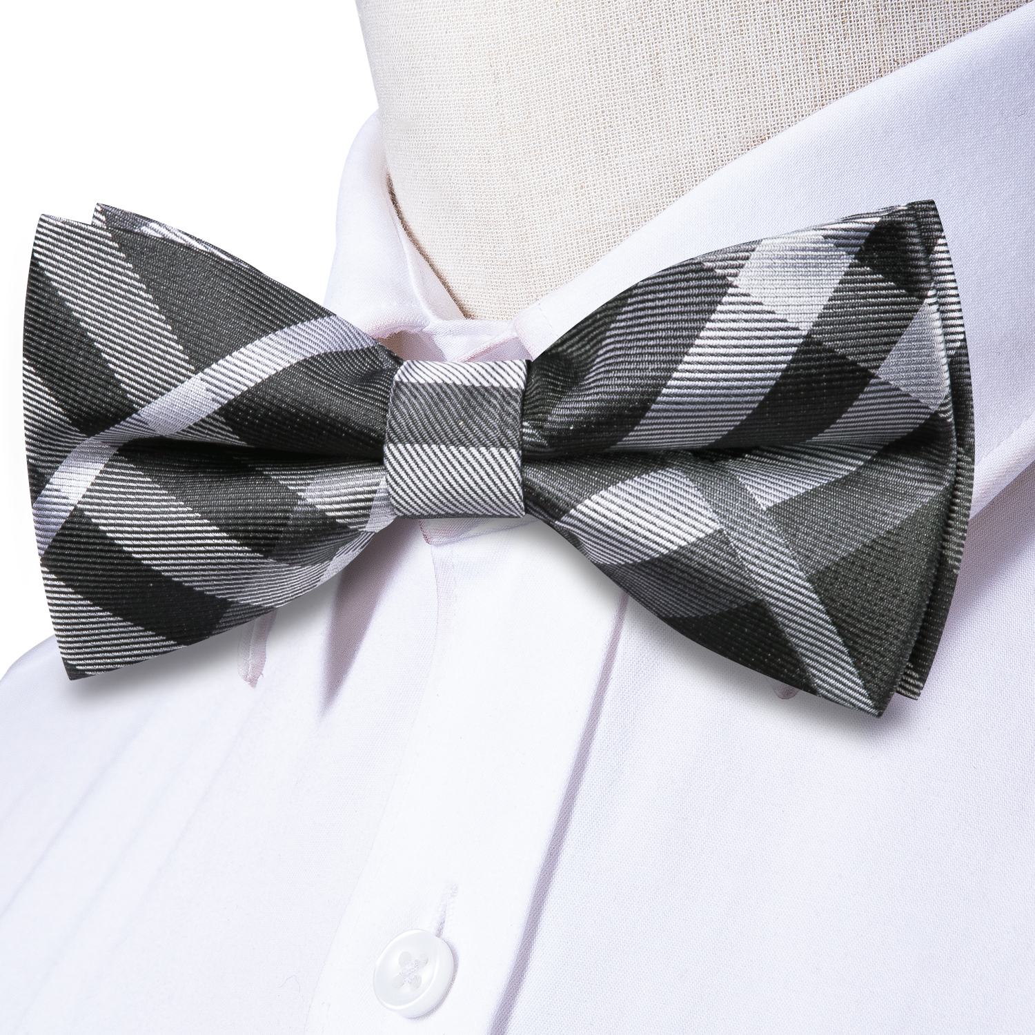 Hi-Tie Grey Plaid Jacquard Pre – Bow Tie Pre Tied Bewertung und Preis