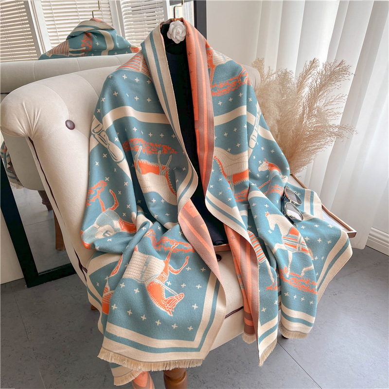 Luxury Horse Print Thick Cashm – Woven Scarf Blanket Bewertung und Preis