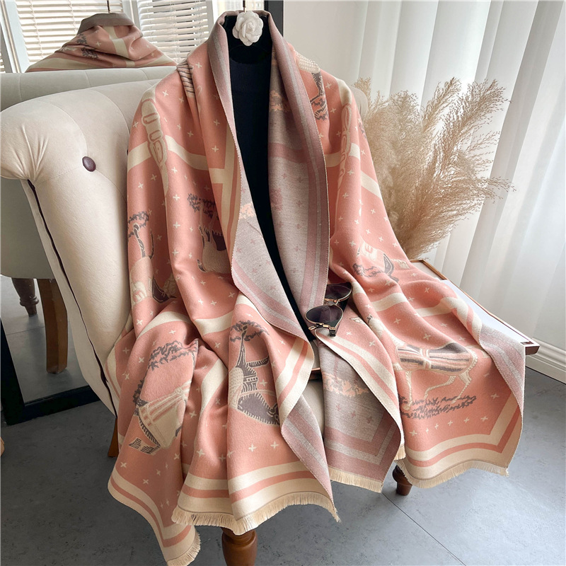 Luxury Horse Print Thick Cashm – Woven Scarf Blanket Bewertung und Preis