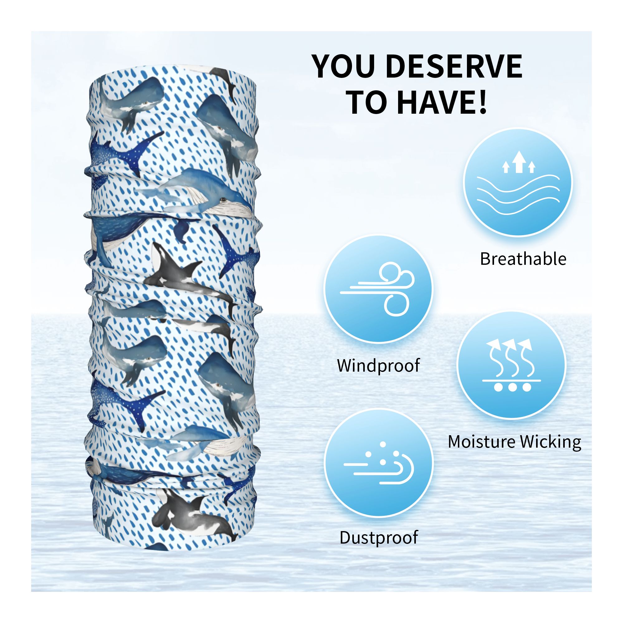 Custom Blue Watercolour Shark  – Neck Warmer Tube Bewertung und Preis