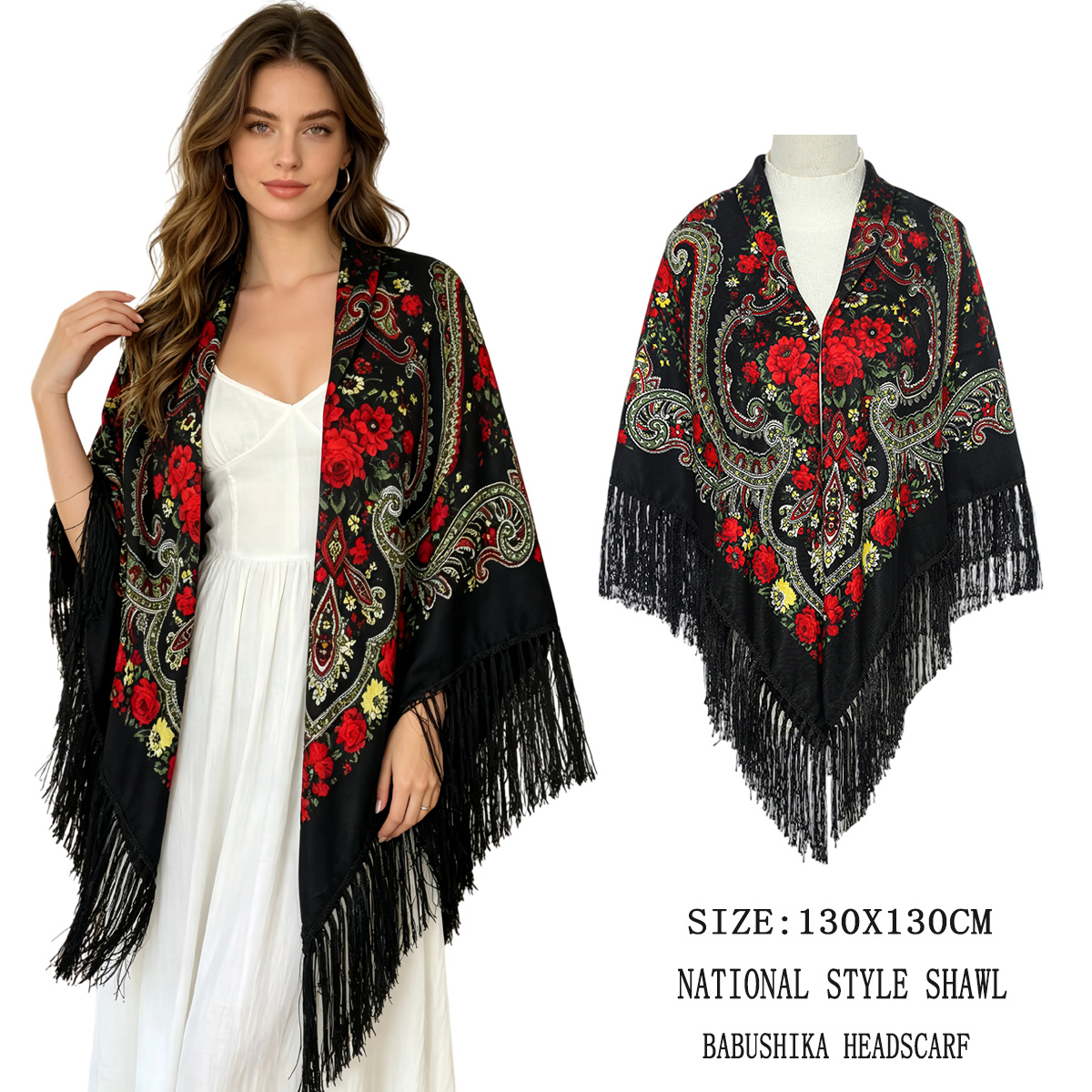 130cm New Russian Square Scarf – Woven Scarf Blanket Bewertung und Preis