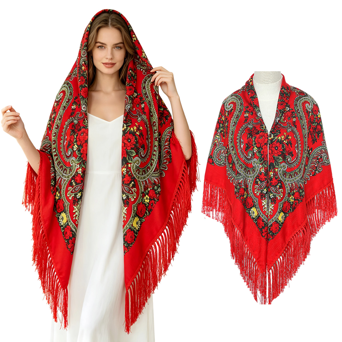 130cm New Russian Square Scarf – Woven Scarf Blanket Bewertung und Preis