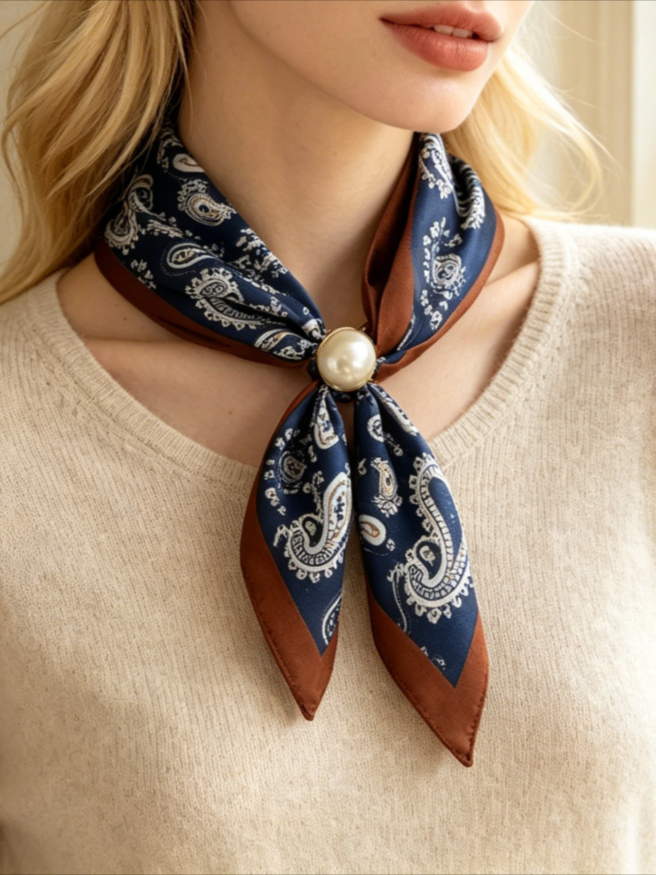 1 Women's Vintage Printed Sati – Ascot Neck Scarf Bewertung und Preis