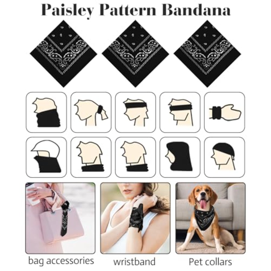 3/6/ Pack Bandanas for Women M – Handkerchief Cotton Men Bewertung und Preis