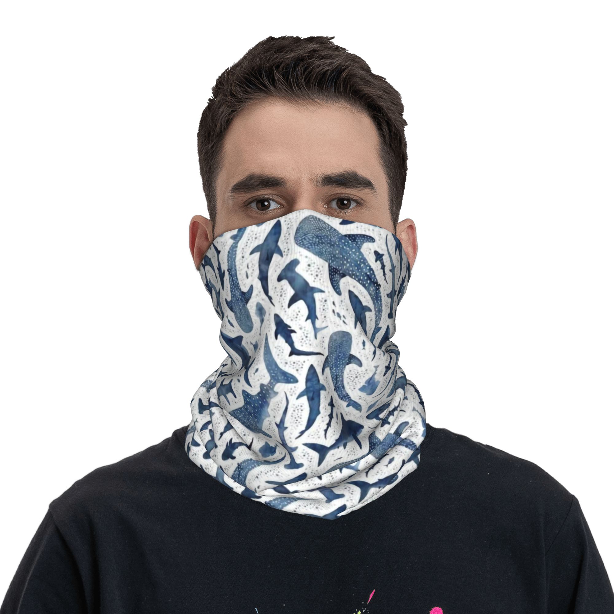 Custom Blue Watercolour Shark  – Neck Warmer Tube Bewertung und Preis