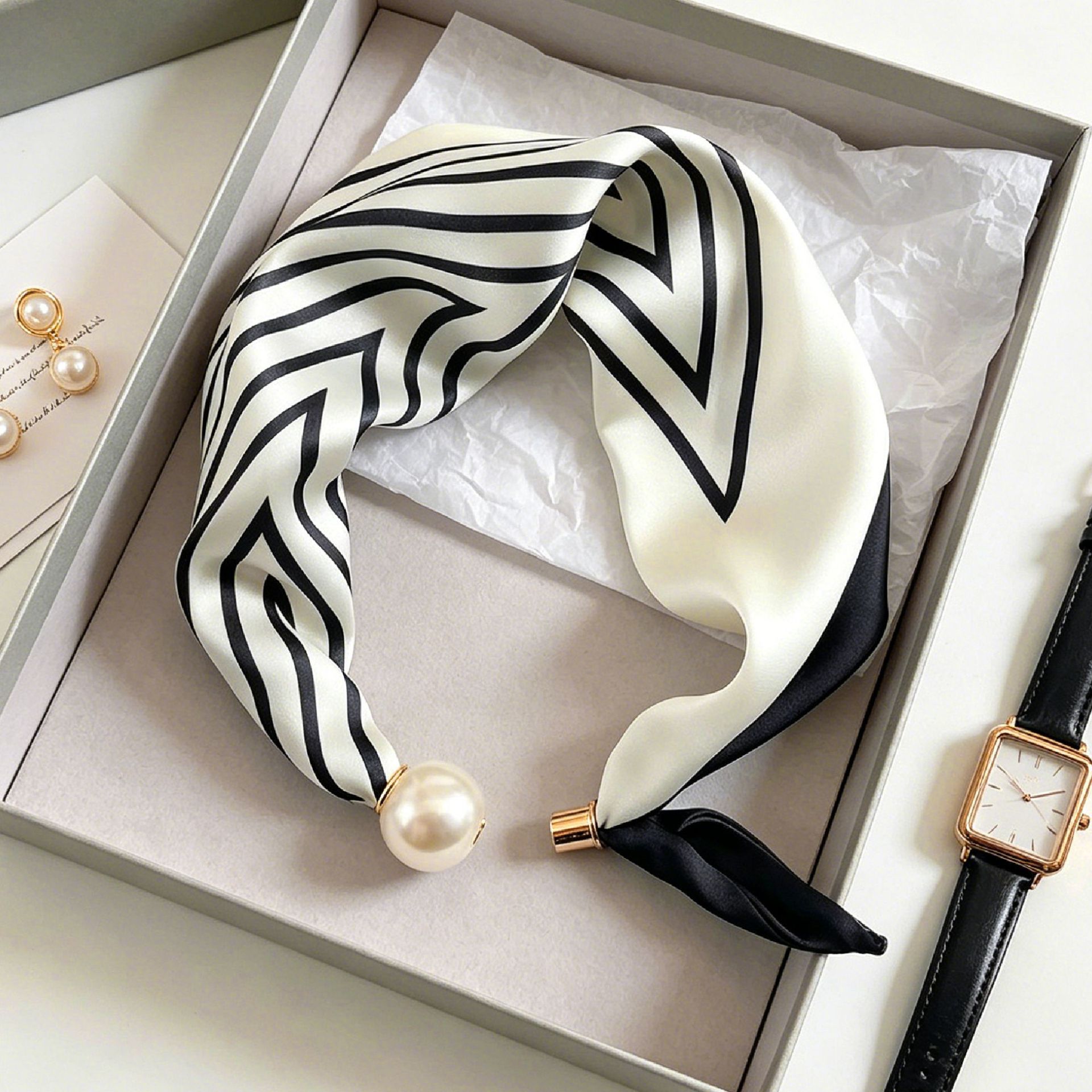 Elegant Chic Pearl Stripe Scar – Ascot Neck Scarf Bewertung und Preis