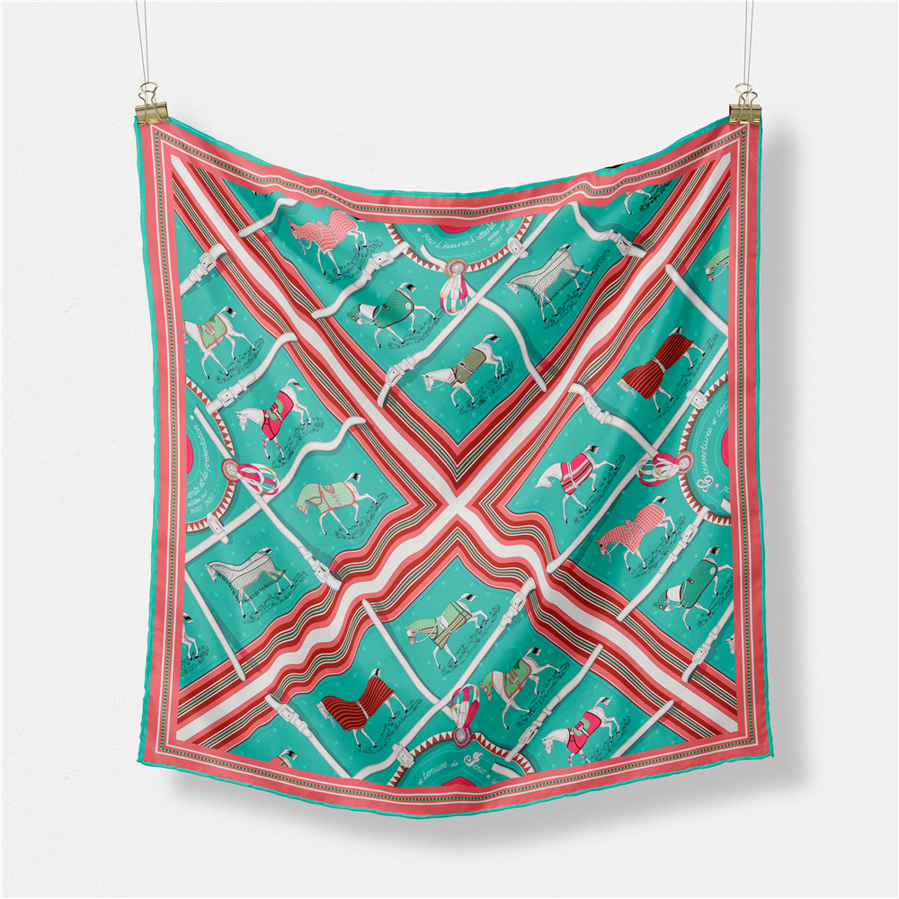 53CM Brand Small Plaid Horse P – Silk Neck Scarf Bewertung und Preis