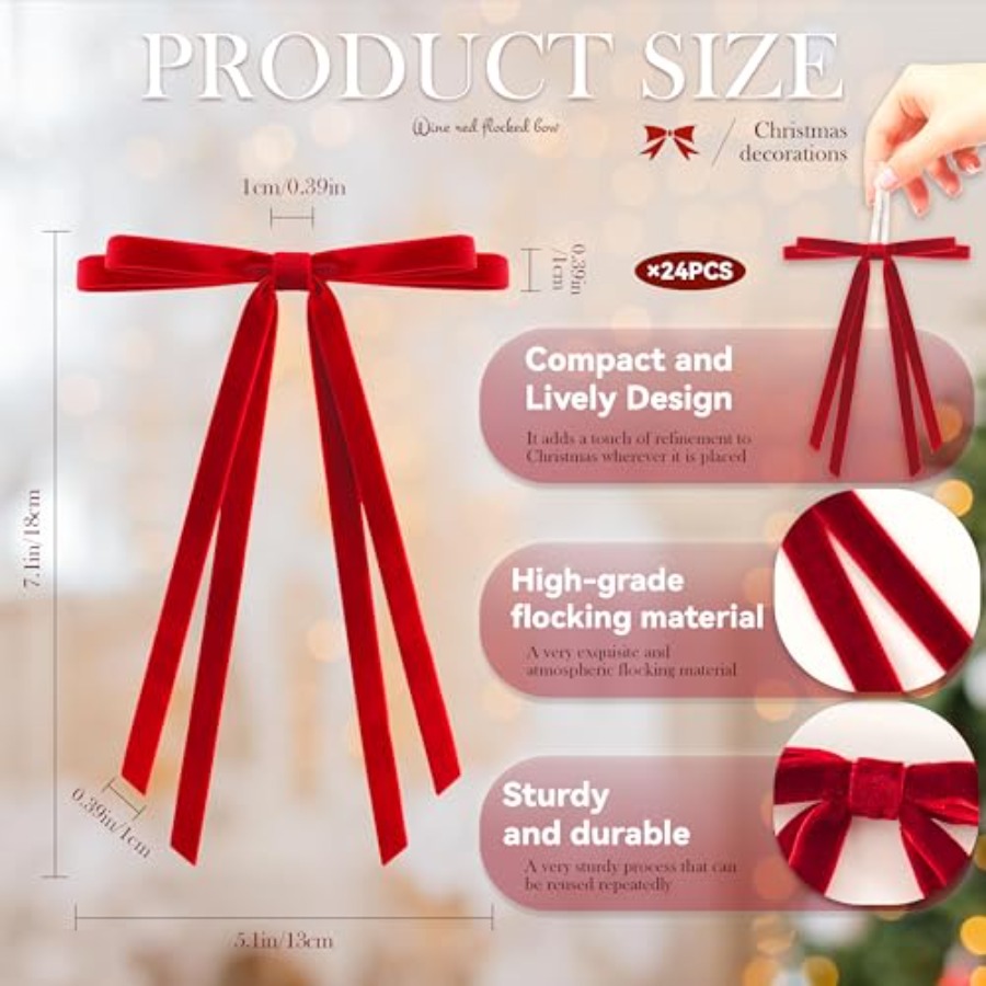 24 Pcs Christmas Bows for Tree – Bow Tie Pre Tied Bewertung und Preis