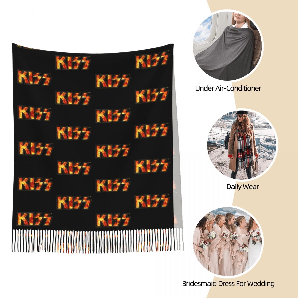 Kiss Band Fire Logo Shawl Wrap – Pashmina Wrap Large Bewertung und Preis
