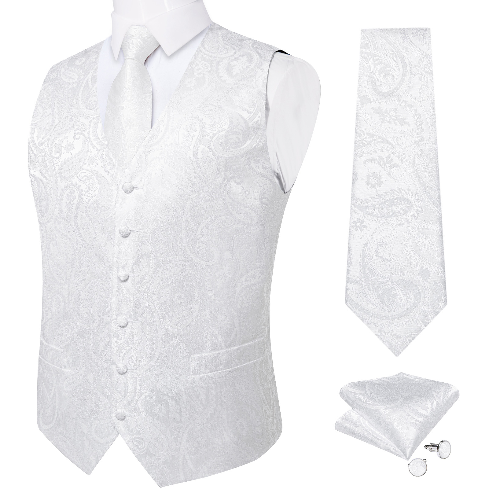 Pure White Wedding Vest for Ma – Pocket Square Set Bewertung und Preis