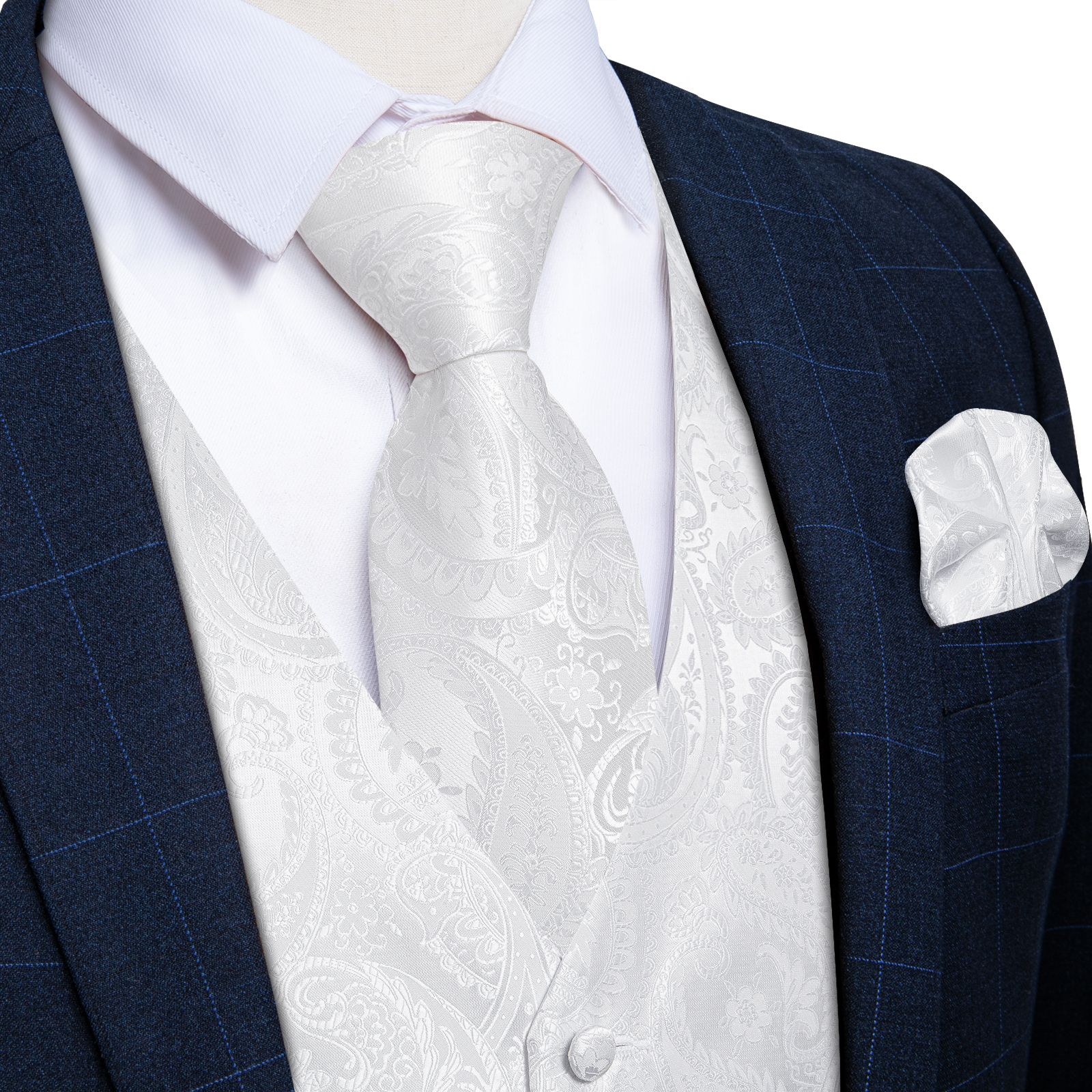 Pure White Wedding Vest for Ma – Pocket Square Set Bewertung und Preis