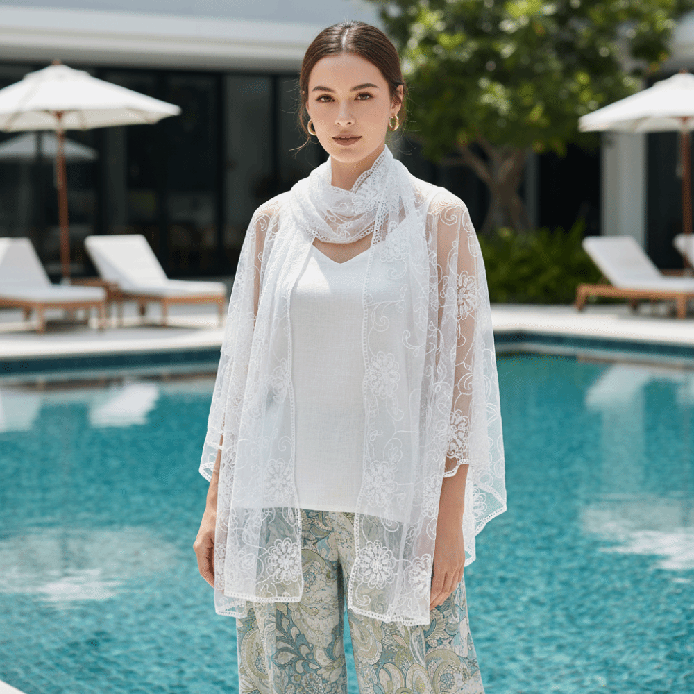 Lace Scarf Embroidered Floral  – Stole Wedding Shawl Bewertung und Preis
