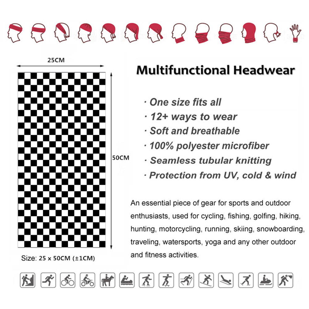 Checkered Ska Printed Headband – Neck Warmer Tube Bewertung und Preis